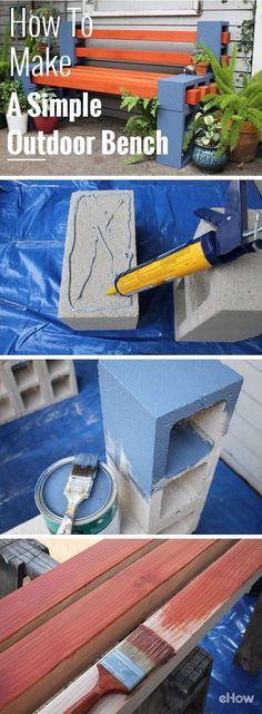 how to make a simple outdoor bench with concrete blocks