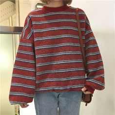 Oversized Outfit, Spring Outfits 2022, Cute Spring Outfits, Early Spring Outfits, Outfits 2022, Cute Spring, Loose Sweater, Spring Outfits Casual, Striped Sweater