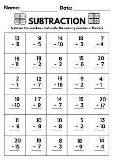 the subtraction worksheet for numbers to be written in each letter and number