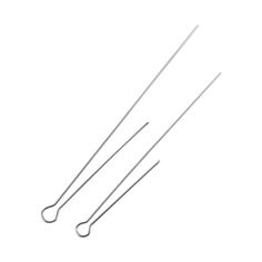 two surgical needles on a white background