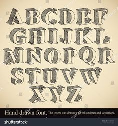 an old fashioned hand drawn alphabet