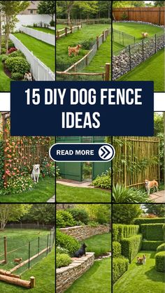 a collage of pictures with the words 15 diy dog fence ideas