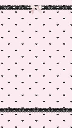 a pink background with black and white polka dots, bows and ribbon on the corner