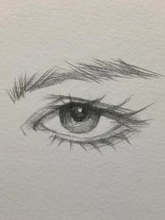 a drawing of an eye with long lashes