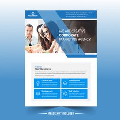 a blue and white business flyer template