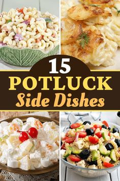 15 potluck side dishes with text overlay