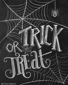 an image of a spider webpage with the words trick or treat written on it