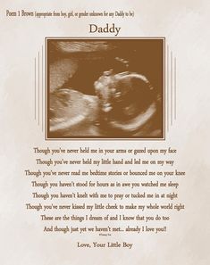 a poem written in brown and white with an image of a baby