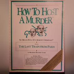 How To Host A Murder, Vintage Murder Mystery Interactive Multi-Player Game! This Game Is Brand New, I Opened It To Play, But I Didn't Realize It Had A Cassette Tape That Goes Along With It And I Don't Have A Cassette Player, So Keep That In Mind For Purchase! This Game Is Made In The 80s And Is In Perfect Condition. A Fun Interactive Murder Mystery Game "The Last Train To Paris" Perfect For A Family Or Friends Game Night And Even Better For A Crime Junkie! Friends Game Night, Friend Game Night, Made In The 80s, Mystery Games, Cassette Player, Multiplayer Games, Cassette Tape, Game Night, Cassette Tapes