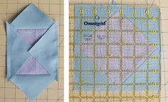 two pictures side by side, one with a piece of fabric and the other with an origami pattern