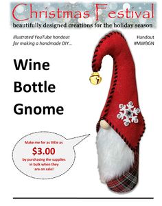 the wine bottle gnome is on sale for $ 3, 00 at christmas festive