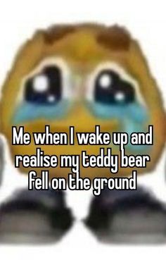 an emo with the words me when i wake up and realise my teddy bear fell on the ground