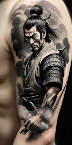 SAMURAI ORIENTAL TATTOO DESIGN Samurai Tattoo Sleeve, Temple Tattoo, Dragon Tattoos For Men, Samurai Tattoo Design, Band Tattoo Designs, Japan Tattoo Design