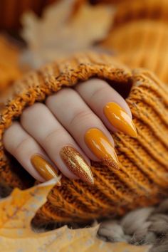 Fall Nail Trends, Green Nail Designs, Short Nails Art, Fall Acrylic Nails, Nail Swag, Short Nail Designs