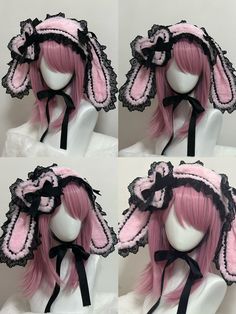 This product consists of a hairband, detachable bunny ears, and heart-shaped accessories. Wigs With Ears, Hand Accessories Kawaii, Yume Kawaii Hair Accessories, Dolly Hair Accessories, Alternative Hair Accessories, Cute Head Accessories, Hair Bow Styles, Ghost Accessories, Crochet Bunny Ears