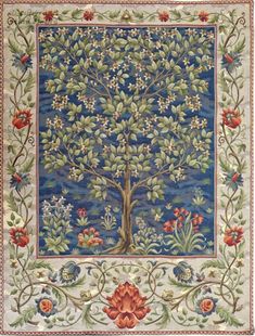 the tree of life is depicted in this tapestry