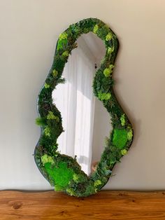 Moss Mirror, Portal Mirror, Unusual Mirrors, Cloud Mirror, Mirror Aesthetic, Moss Decor, Wavy Mirror, Reindeer Moss, Moss Wall Art