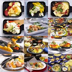 a collage of photos showing different types of food