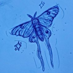 a drawing of a butterfly flying in the sky