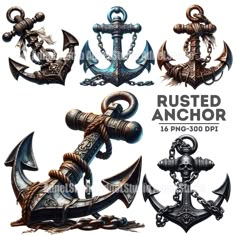 an anchor and other anchors are shown in this set