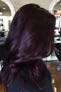 Looking for some burgundy hair inspo? Then check out the collection of over 30 sexy burgundy hair color ideas in our latest blog post. From the pretty plum hair color you see here to rich ruby wine and mahogany shades, these stunning hues are sure to make heads turn. Click the pin to view all the colors now or save this pin for later! Burgundy And Violet Hair, Magenta Brunette Hair, Hair Color Red And Purple, Dark Red Cool Toned Hair, Dark Purple Maroon Hair, Berry Black Hair, Dark Red Hair Color Burgundy Purple Fall, Dark Brown Purple Hair Burgundy, Long Violet Hair