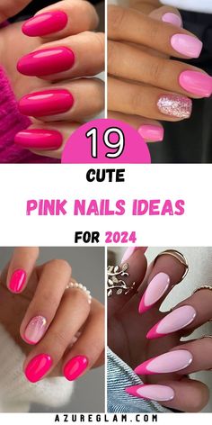 Get ready to make a statement with the 19 Pink Nails Ideas for 2024. Dive into the world of pink nails, whether you prefer classic shades or pink acrylics. Explore unique nail ideas, including short and cute designs with bows. Embrace the festive spirit with Christmas-themed pink nails and add an extra sparkle with rhinestones. Personalize your look with almond, square, oval, round, or squoval nail shapes. Pink Nail Designs 2024, Shades Of Pink Nail Designs, Spring Nails Oval Shape, Spring Nails 2024 Trends Pink, Pink Nails Ideas Almond, Short Almond Nails Designs 2024, Gel Nails Summer 2024, Pink Nails Summer 2024, Pink Round Nails Design