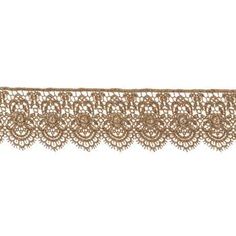 a gold lace trim with flowers on it