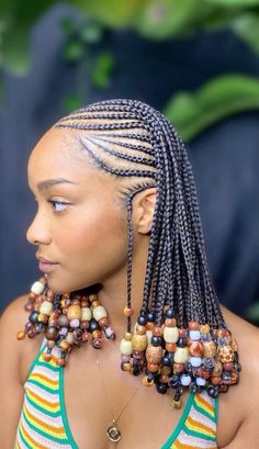 Fulani Cornrows With Beads, Natural Cornrows With Beads, Long Cornrows With Beads, Conrows Lines And Braids With Beads, Twist Braids With Beads, Short Cornrows With Beads, Short Fulani Braids With Beads, Cornrow With Beads, Trendy Cornrow Hairstyles