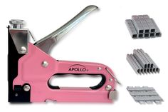 pink heavy-duty 3-in-1 construction stapler and staples type U, heavy duty and brad nails Hey Barbie, Install Carpet, Build A Garden, Pink Tools, Stanley Cups, Brad Nails, Pink Stuff, Future Apartment Decor, Pink Shop