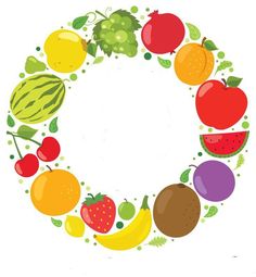 a circle made up of different fruits and vegetables