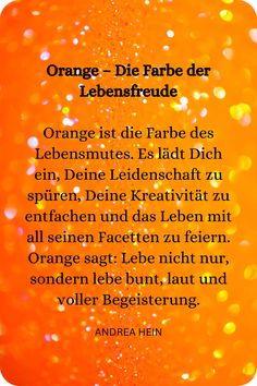 an orange background with the words orange - die farbe der liebenfrue