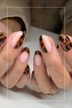 tortoiseshell nails designs Short Square October Nails, Structure Gel Nails Design, Painting Gel Nails Art Ideas, Short Oval Nails Fall, Tortishell Nails Design, Tortie Nails, Express Nails, Pastel Nails Designs, Cheetah Nails