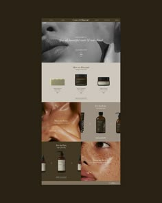 the website design for skin care products