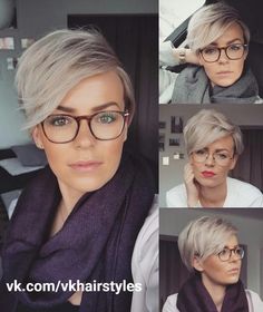 Woman With Glasses, New Short Hairstyles, Penteado Cabelo Curto, 4 People, Short Hair Styles Pixie, Short Pixie, Pixie Hairstyles, Short Hair Cuts For Women, Short Hairstyles For Women