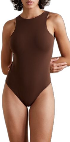 Seamless Second-skin Bodysuit With Scoop Neck, Skims Shapshifting Bodysuit In Kyanite, Seamless Stretch High-cut Bodysuit, Compressive Seamless Solid Bodysuit, Fitted Seamless Brown Bodysuit, Beauty Calendar, High Neck Bodysuit, Stretch Satin, Shapewear