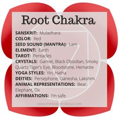 Root Chakra Cheat Sheet for Yoga Witches: The Season of Anya Shadow Work Root Chakra, Shadow Questions To Develop Root Chakra, Shadow Work For Root Chakra, Root Chakra Healing Tips, Activate Root Chakra, Types Of Witchcraft, Spiritual Yoga, Chakra System, Grimoire Book