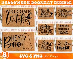 halloween doormats with the words welcome witches and they boo