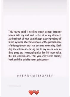 an open letter with two hearts on it and the words'this heavy girl is setting much deeper into my bones, into my soul and in the pit