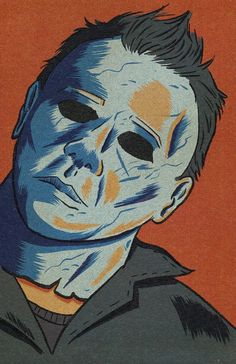 a painting of a man with blue paint on his face