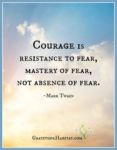 a quote from mark twain about courage is resistance to fear, master of fear, not absence of fear