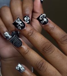 Silver Acrylic Nails, Punk Nails, Drip Nails, Her Nails