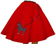 Red Felt Poodle Skirt _ Adult Size Large _ Waist 35"- 42" _ Length 25" Felt Poodle, Poodle Applique, Poodle Skirt Outfit, Felt Skirt, 50's Costume, Red Poodles, Black Poodle, Poodle Skirt, Costumes For Sale