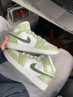 Step up your style game with the Sage Green Custom Air Jordan 1. With its sage green color, these shoes will make a bold statement wherever you go. Make your style pop with this daring shoe! Dare to be different! 🔥 100% genuine, Brand New.👟 Custom sneakers.💫 Every pair is hand-made to order.✨ Best quality waterproof and scratch-proof paints used.✨ 1000+ satisfied customers across various platforms. 🌎Free worldwide shipping,shipping within 5-12 working days🎁 Treat the shoes as art as they ar Princess Tiana Birthday Party, Custom Air Jordan 1, Green Jordans, Custom Air Jordan, Custom Jordans, Sage Green Color, Nike Shoes Jordans, Princess Tiana, Dare To Be Different