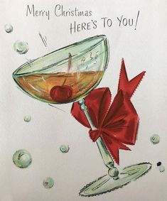 Christmas Rocks, Cocktail Martini, Christmas Posters, Christmas Cocktail Party, Nostalgic Christmas, Card Inspo, Christmas Cocktail, Christmas Illustrations, Vintage Xmas