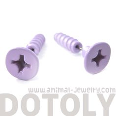 Fake Gauge Earrings: Realistic Screw Shaped Faux Plug Stud Earrings in Pale Purple | DOTOLY