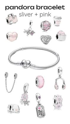 Cute Pink Pandora Charms, Pandora Gift Aesthetic, Pandora Pink Charms, Pandora Pink Bracelet, Pandora Jewelry Aesthetic, Cute Pandora Charms, Pandora Charms Aesthetic, Cute Pandora Bracelet, Pink Pandora Charms