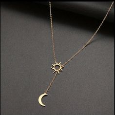 18k Gold Plated Stainless Steel Sun Totem & Moon Pendant Necklace Bohemian Choker Necklace, Sun And Moon Necklace, Friend Jewelry, Moon Pendant Necklace, Gold Jewelry Necklace, Trendy Necklaces, Moon Pendant, Moon Necklace, Sun Moon