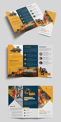 the construction company tri fold brochure is shown