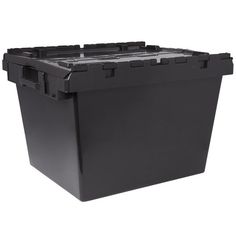 a large black plastic container on a white background