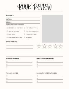 the book review form is shown in black and white